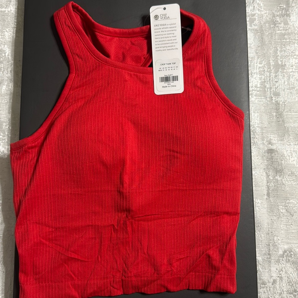 Red crop tank top